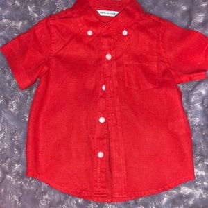 Janie and Jack Red Linen Shirt